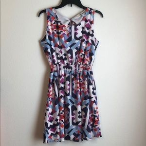 Francesca’s Geometric Print Open Back Dress - M